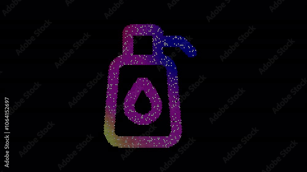 Icon pump soap is made up of LED square shapes that shimmer and flicker. There are black dead diodes. In-Out looped. Alpha BW at the end Icon pump soap is made up of LED square shapes that shimmer and flicker. There are black dead diodes. In-Out looped. Alpha BW at the end