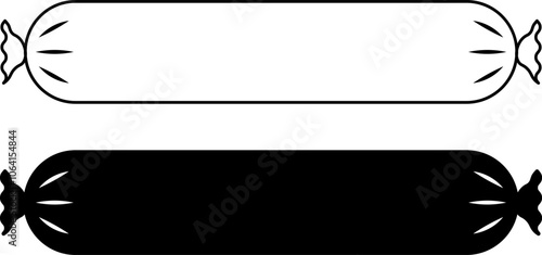 outline silhouette Salami icon set isolated on white background