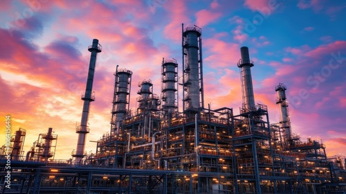 Wallpaper Mural Sleek Oil Refinery Silhouette at Dusk Torontodigital.ca