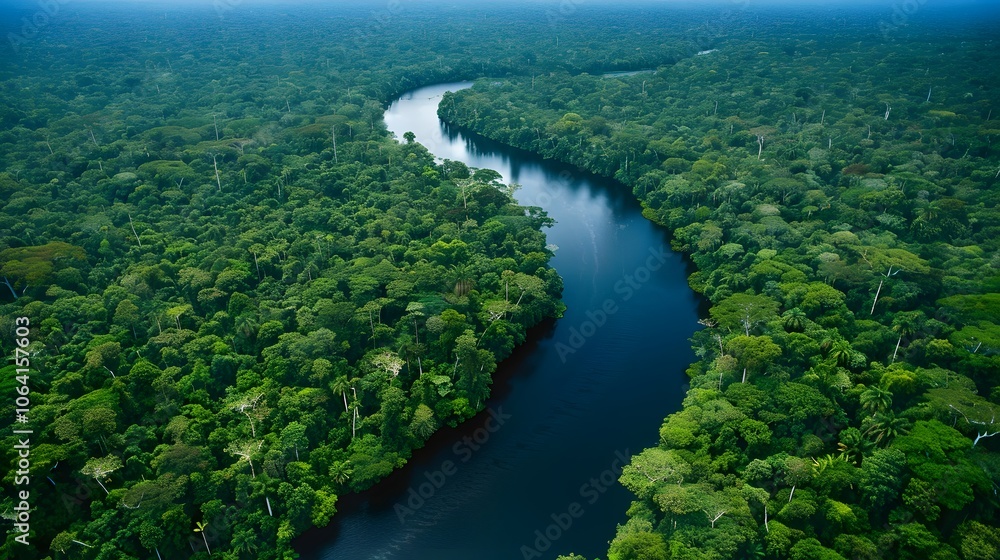 Aerial view of Amazon rainforest in Brazil, South America. Green forest. Bird's-eye view. Aerial view of Amazon rainforest in Brazil, South America. Green forest. Bird's-eye view.