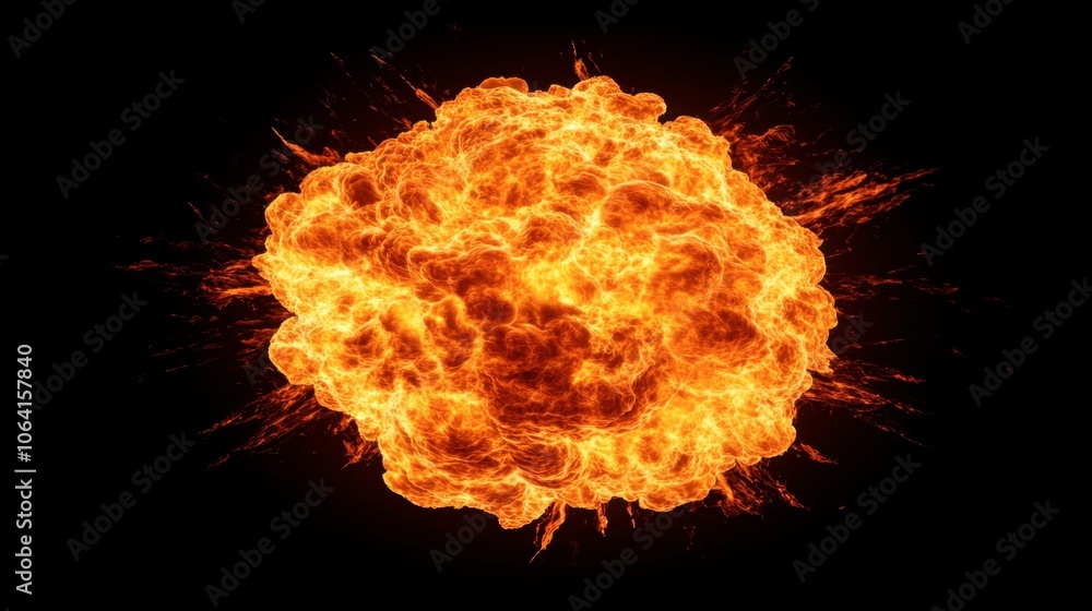 Fototapeta premium Fiery Explosion with Dynamic Flames and Smoke Effects
