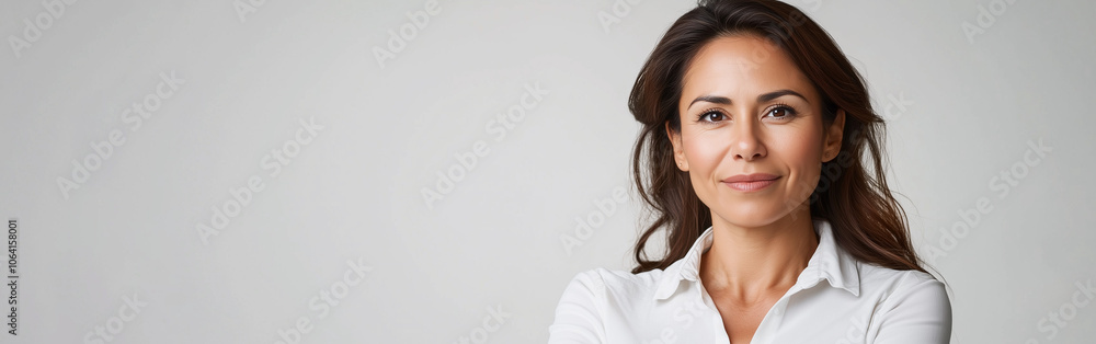 Confident Businesswoman with a Warm Smile in a Professional Setting Confident Businesswoman with a Warm Smile in a Professional Setting