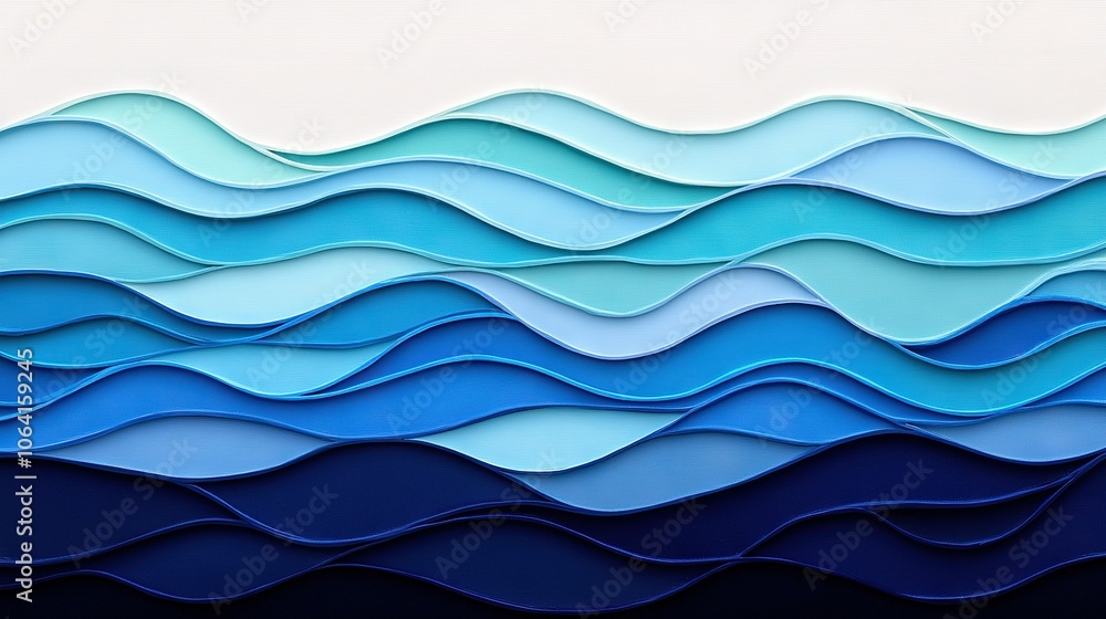 Fototapeta premium A close-up image of an artwork featuring blue and white paper against a white backdrop