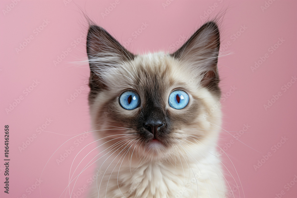 portrait of a cat. close up of a white cat with blue eyes. shorthair cat lying. Siamese cat. AI Generated portrait of a cat. close up of a white cat with blue eyes. shorthair cat lying. Siamese cat. AI Generated