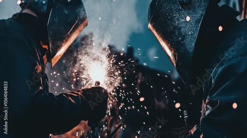 Bright Sparks from Metalwork with Two Welders photo