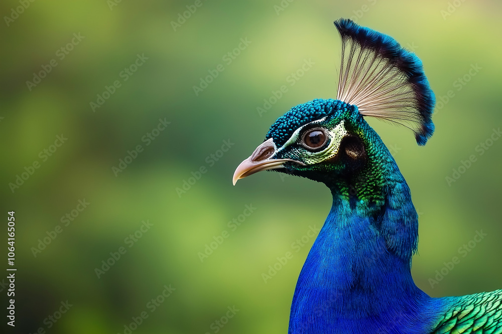 a beautiful colorful peacock on a green, slightly blurred meadow in the background, generative AI a beautiful colorful peacock on a green, slightly blurred meadow in the background, generative AI