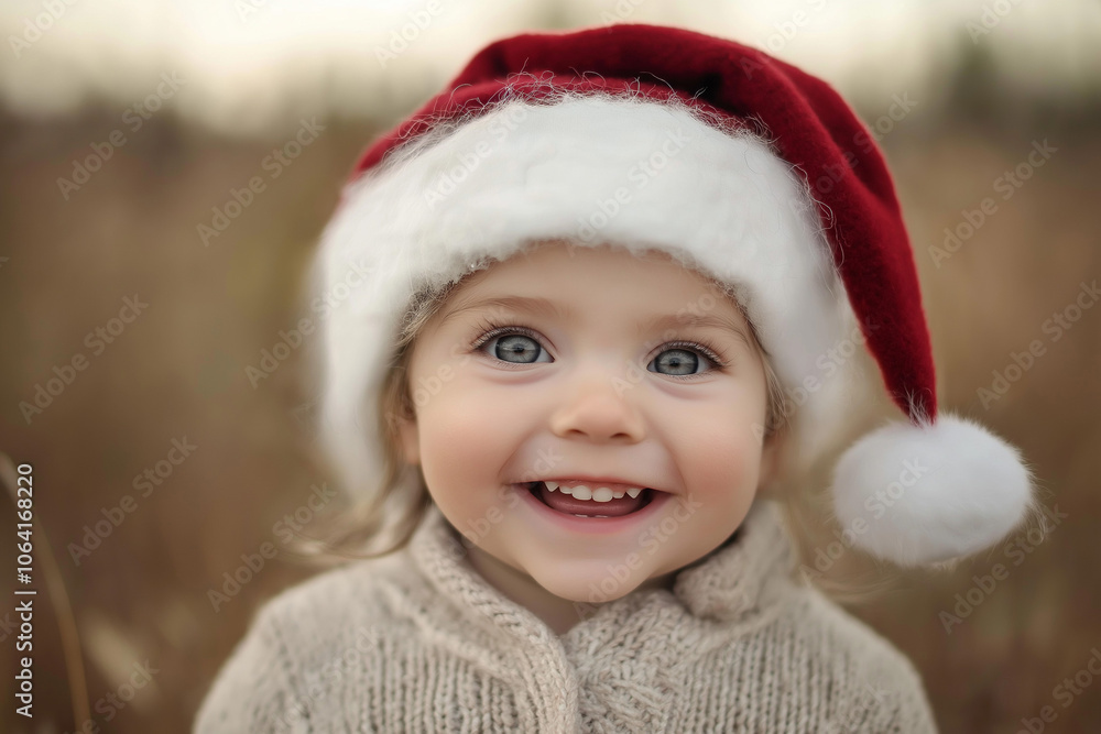 cute little girl wearing santa claus hat on christmas day, generative AI cute little girl wearing santa claus hat on christmas day, generative AI