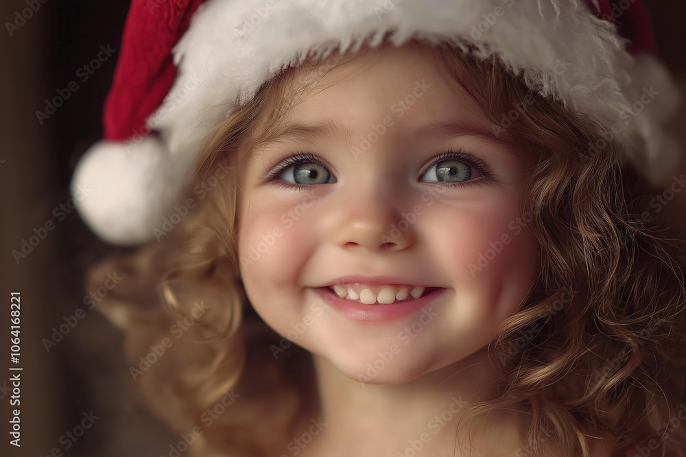 cute little girl wearing santa claus hat on christmas day, generative AI cute little girl wearing santa claus hat on christmas day, generative AI