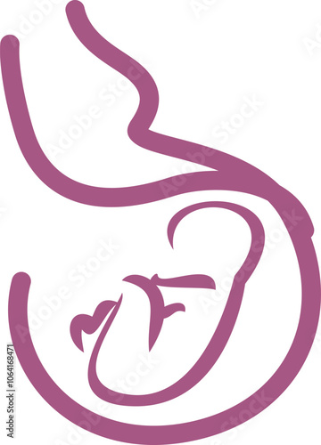 vector lines body profile pregnant woman