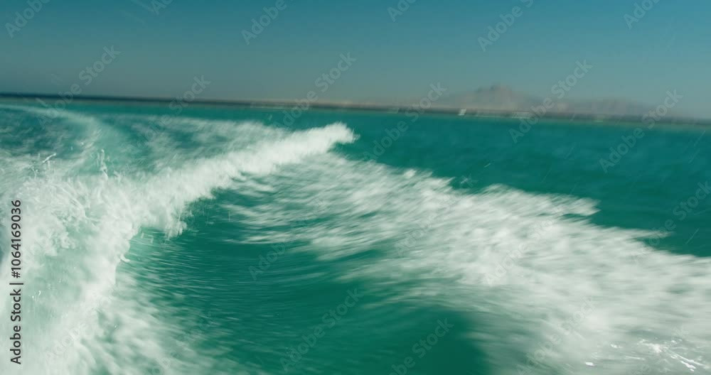 Red Sea Waves Churned by Motorboat Engine | Stern Angle 4K Video Red Sea Waves Churned by Motorboat Engine | Stern Angle 4K Video