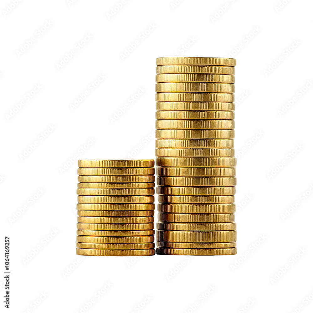 Golden Coins Stacked Isolated Transparent Background Golden Coins Stacked Isolated Transparent Background