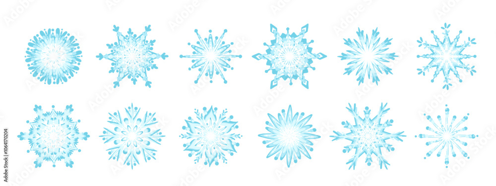 Collection of various snowflakes. Decorative seasonal ornaments. Vector graphics. Collection of various snowflakes. Decorative seasonal ornaments. Vector graphics.