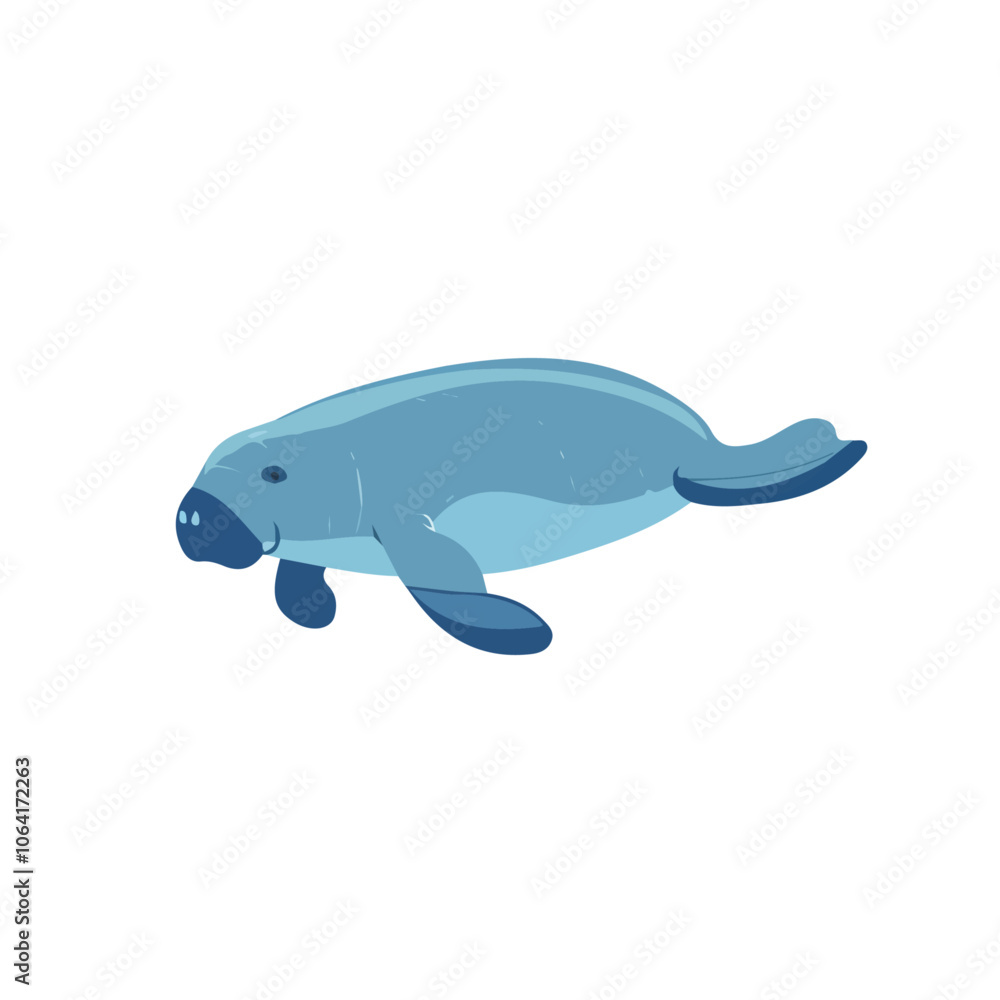 2D flat vector illustration manatee icon isolated on a white background. 2D flat vector illustration manatee icon isolated on a white background.