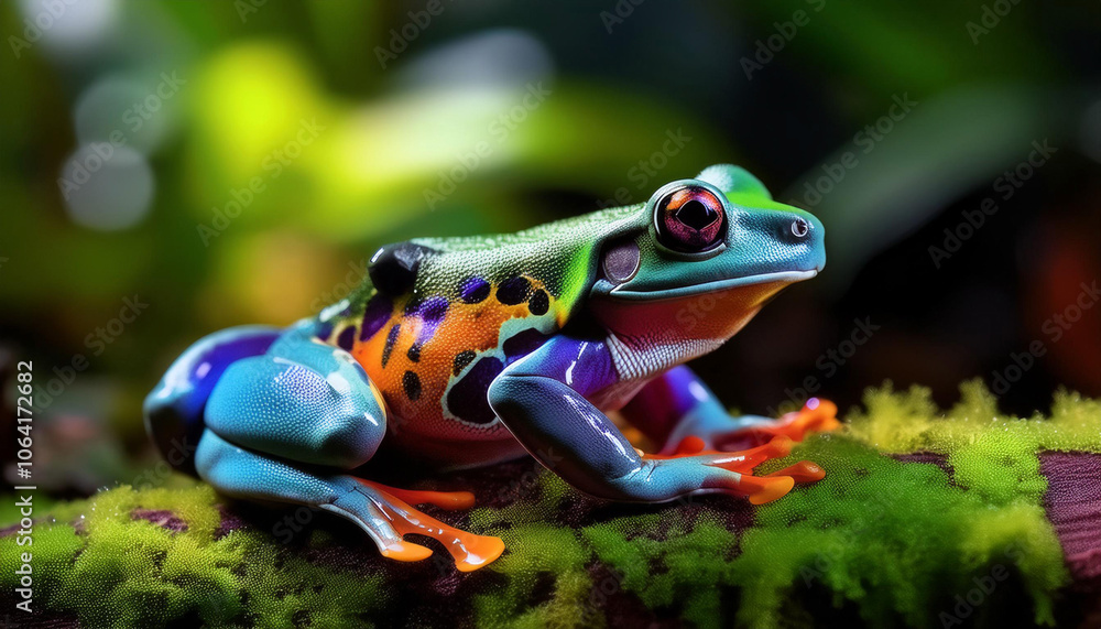 Naklejka premium Close-Up of a Frog in its Natural Habitat