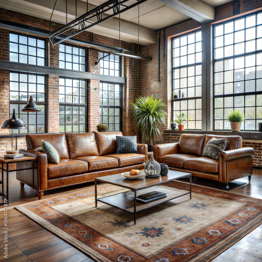 A modern industrial style living room expose A modern industrial style living room expose