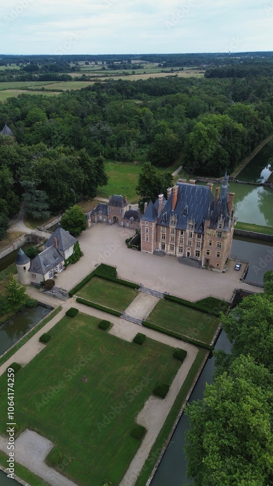 drone photo Avrilly castle France europe drone photo Avrilly castle France europe