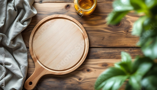 Wallpaper Mural Round Wooden Cutting Board for a Warm Kitchen Display Torontodigital.ca