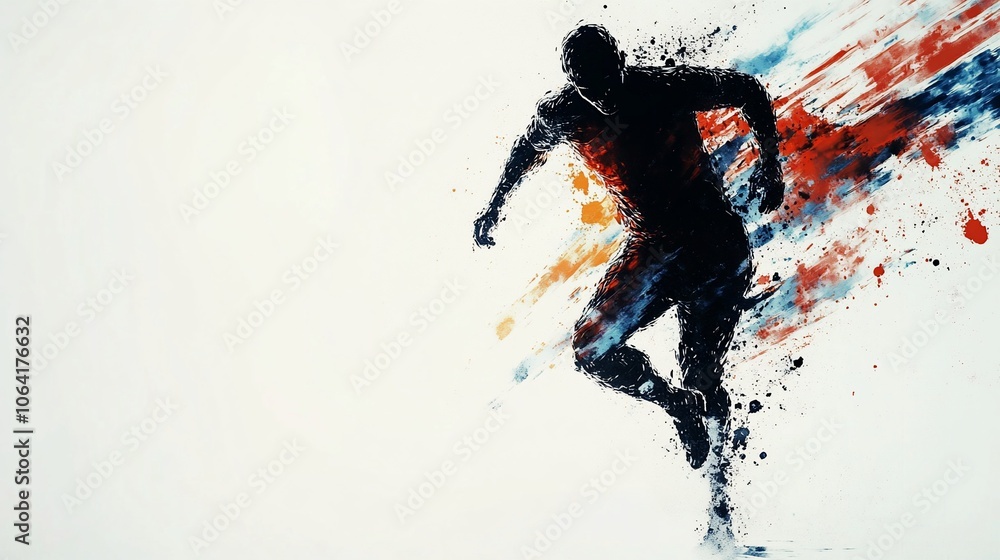 Silhouette of a runner with colorful brushstrokes. Silhouette of a runner with colorful brushstrokes.