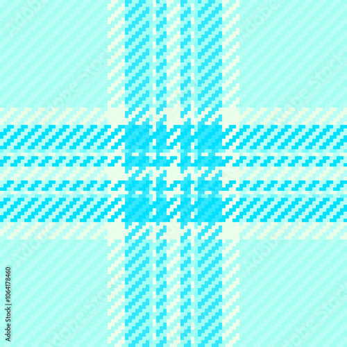 Long plaid texture textile, king check fabric vector. Decorating background seamless pattern tartan in light and teal colors.