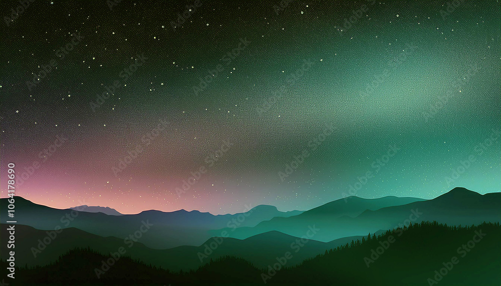 Fototapeta premium Starry Night, Serene Mountains