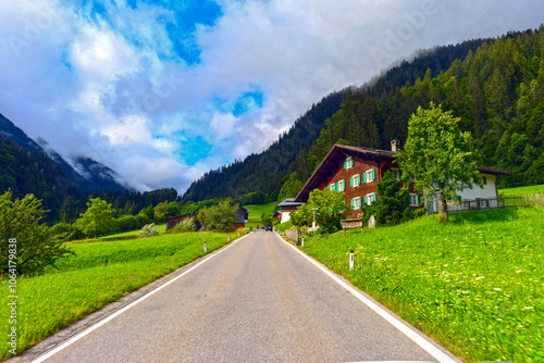 Gargellener Straße (L 192) zwischen St. Gallenkirch und Gargellen in Vorarlberg/Österreich photo