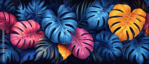 Illustration de feuilles de monstera tropicales avec détails botaniques photo