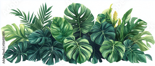 Illustration de feuilles de monstera tropicales avec détails botaniques photo