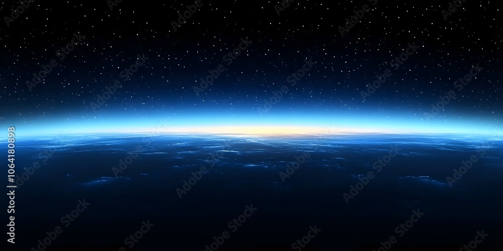 A breathtaking view of Earth from space, showcasing a stunning horizon where the deep blue ocean meets the glow of the atmosphere, surrounded by countless stars. A breathtaking view of Earth from space, showcasing a stunning horizon where the deep blue ocean meets the glow of the atmosphere, surrounded by countless stars.