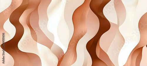 A stunning abstract pattern featuring flowing waves in soft tones of beige and terracotta, creating a sense of movement and tranquility.