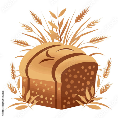 2D flat vector illustration rye bread icon isolated on a white background.

