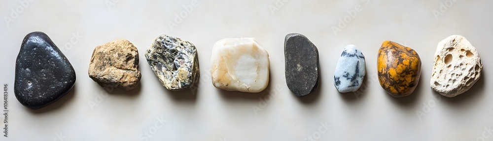 Collection of Assorted Stones on a Light Background Collection of Assorted Stones on a Light Background