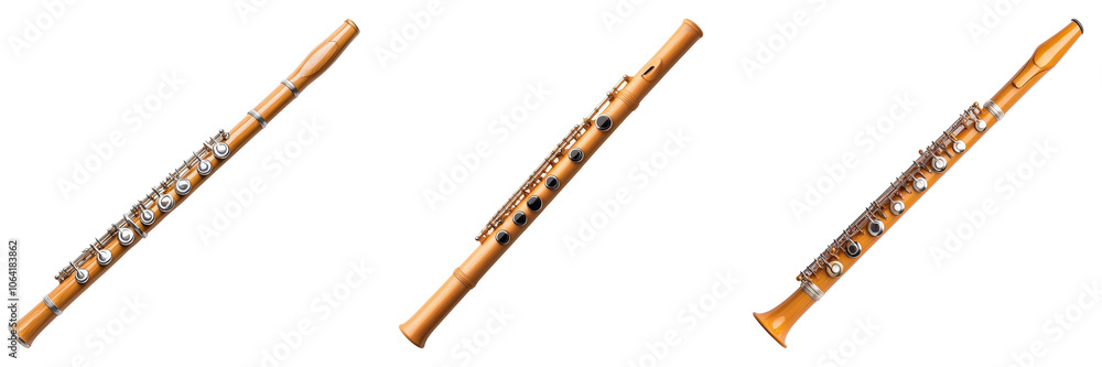Naklejka premium Elegant Wooden Flute Showcasing Intricate Design and Craftsmanship