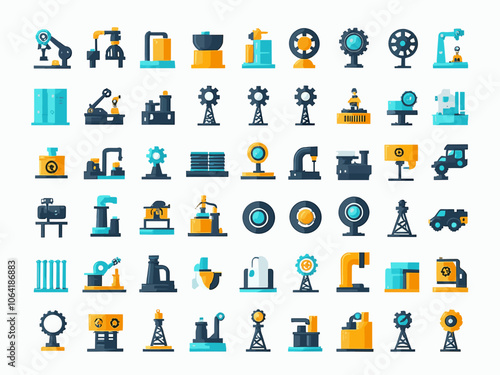 Manufacturing icon collection set. Containing manufacture, production, goods, product, management, business, infrastructure icon. Simple flat vector illustration.