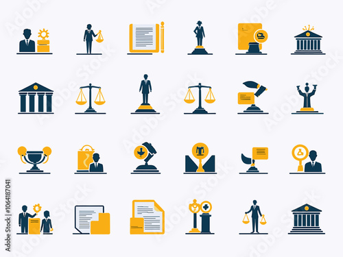 Legal services icon collection set. Containing justice, lawyer, notaries, law, immigration, advocacy, contracts icon. Simple flat vector illustration.