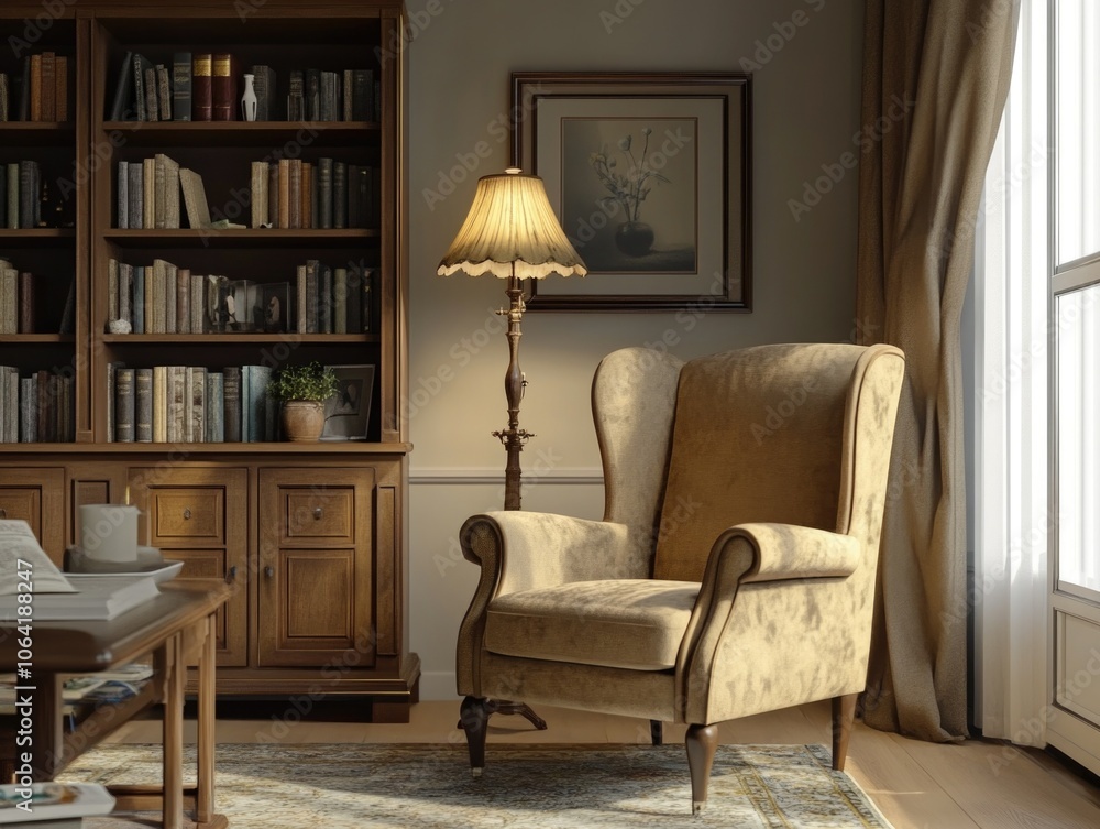 Elegant Living Room with Cozy Armchair Elegant Living Room with Cozy Armchair
