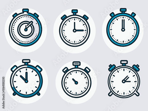 Planning icon collection set. Containing implementation, planner, memo, stopwatch, project, process, iteration icon. Simple line vector.