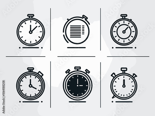 Planning icon collection set. Containing implementation, planner, memo, stopwatch, project, process, iteration icon. Simple line vector.