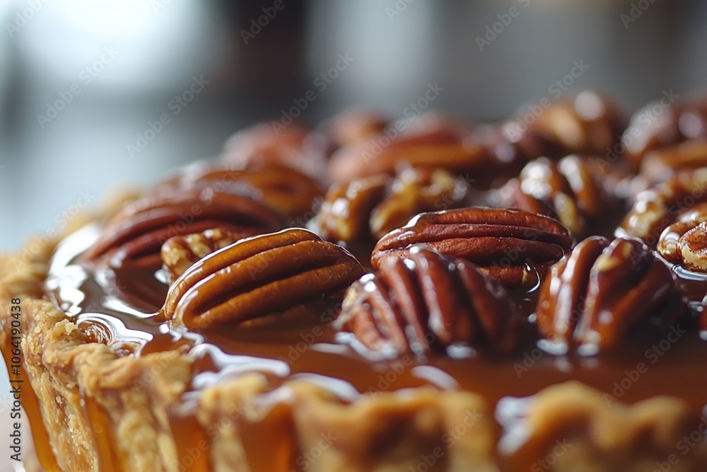pecan pie with a rich caramel glaze. pecan pie with a rich caramel glaze.
