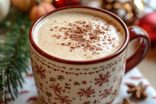 pumpkin spice latte in a festive mug. photo