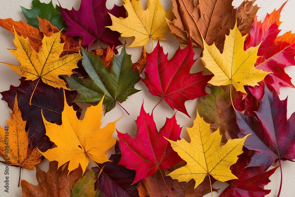 Vibrant Array of Autumn Leaves on a Clean Canvas Vibrant Array of Autumn Leaves on a Clean Canvas