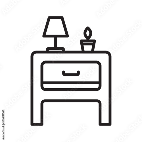 Bedside table icon Simple thin outline