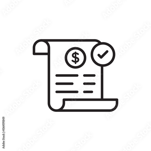 Bill paid icon Simple thin outline