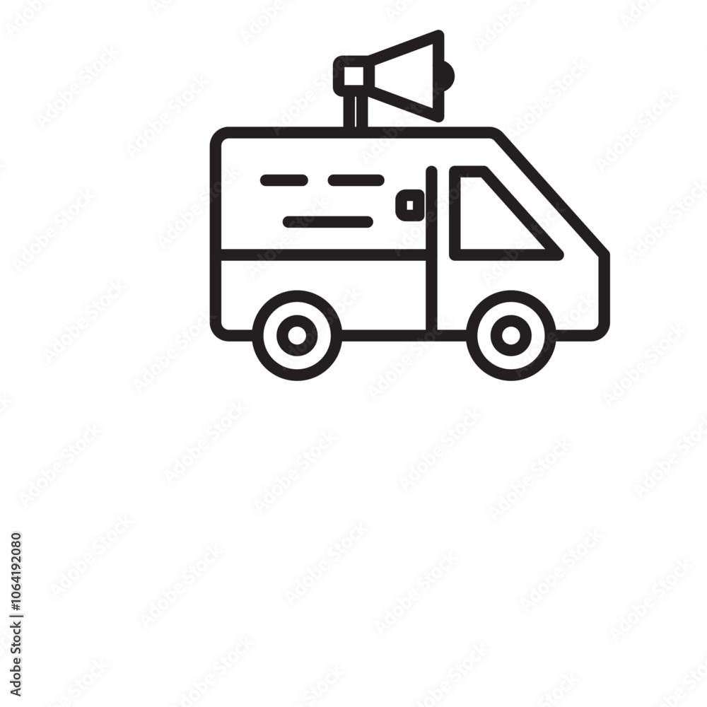 Broadcast van icon Simple thin outline