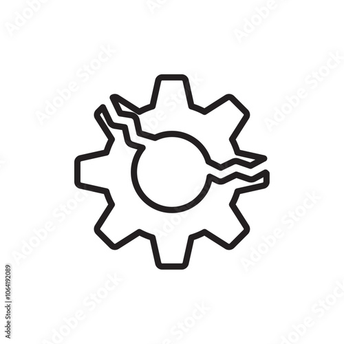 Broken gear icon Simple thin outline