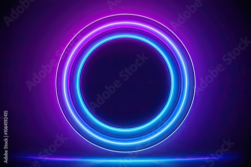 Dynamic Neon Circular Frame Design in Blue and Purple for Technology and User Interface Concepts