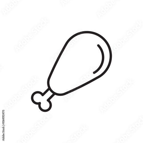 Chicken leg icon Simple thin outline