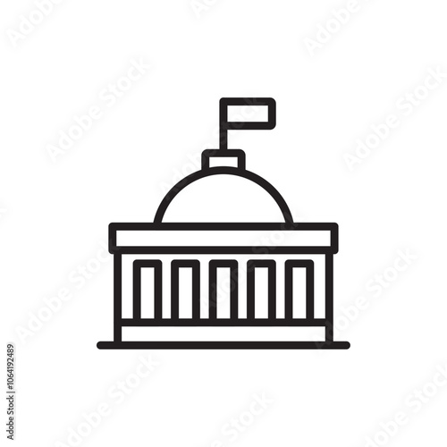 City hall building icon Simple thin outline