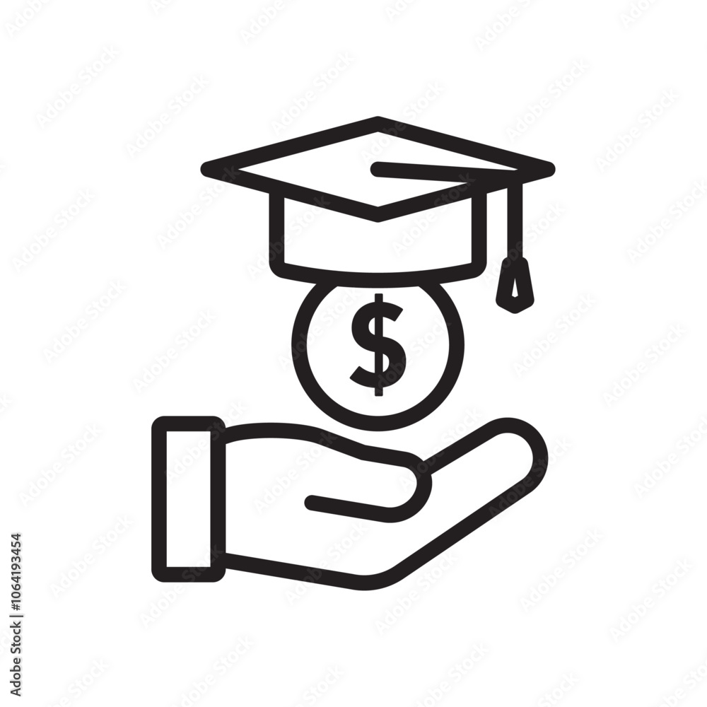 Education cost icon Simple thin outline Education cost icon Simple thin outline