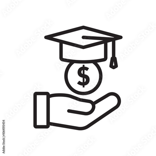 Education cost icon Simple thin outline