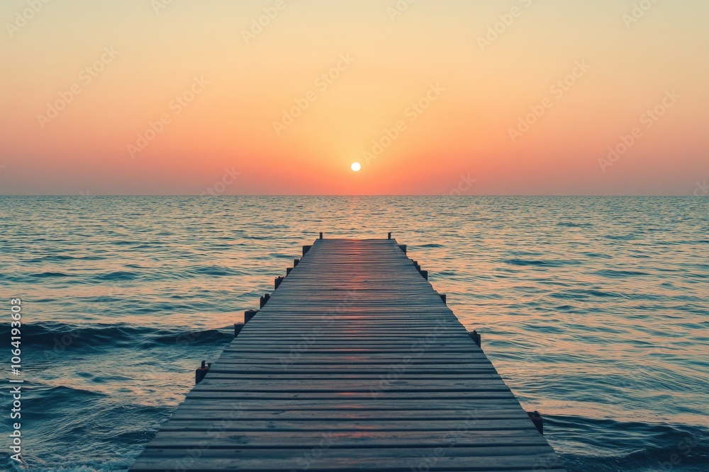 Fototapeta premium Wooden Pier at Sunset Over the Ocean